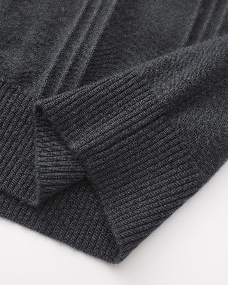 Maglione 100% Cashmere a Coste con Mezza Zip - foto 7