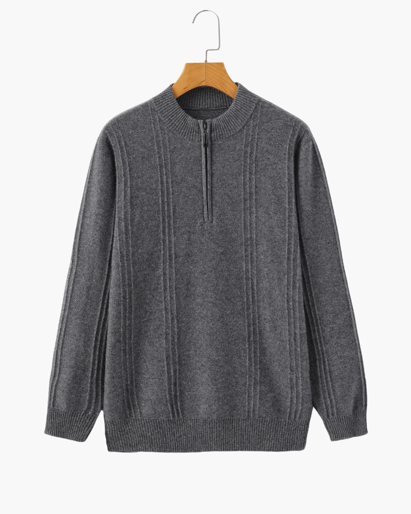 Maglione 100% Cashmere a Coste con Mezza Zip - foto 10