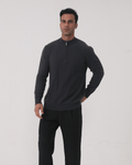 Maglione 100% Cashmere a Coste con Mezza Zip - foto 2