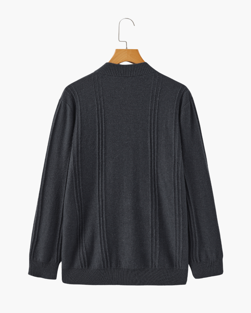 Maglione 100% Cashmere a Coste con Mezza Zip - foto 4