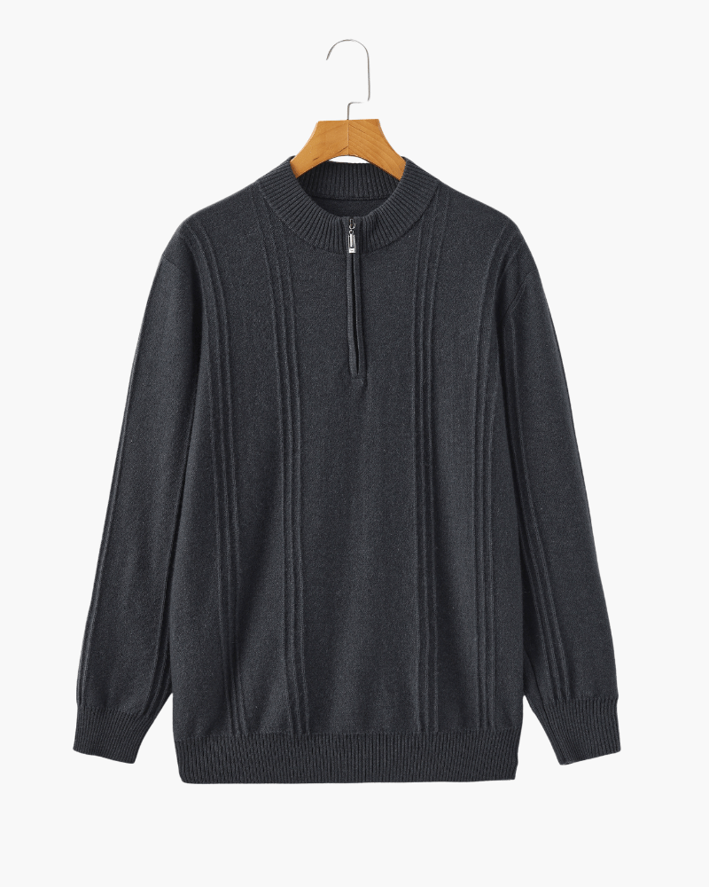 Maglione 100% Cashmere a Coste con Mezza Zip - foto 3