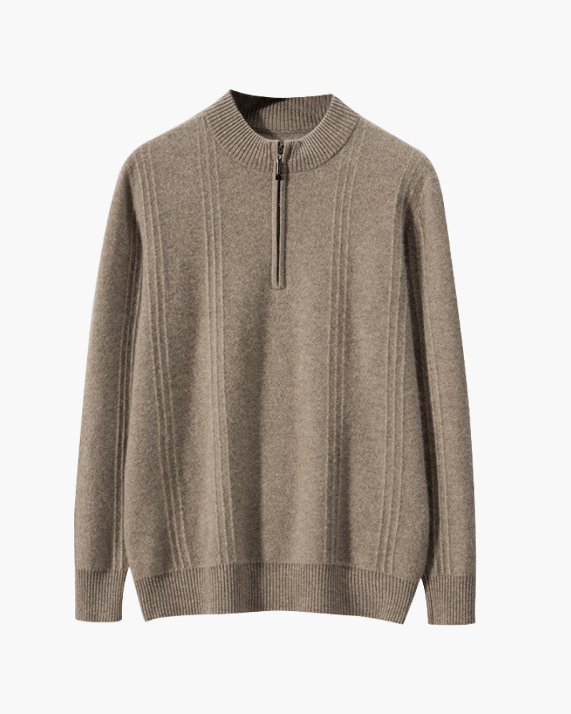 Maglione 100% Cashmere a Coste con Mezza Zip - foto 12