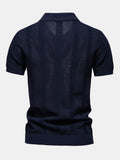 Polo in Maglia Traforata a Righe con Scollo a V - foto 3