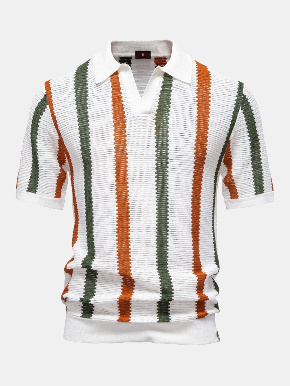 Polo in Maglia a Righe con Scollo a V - foto 1