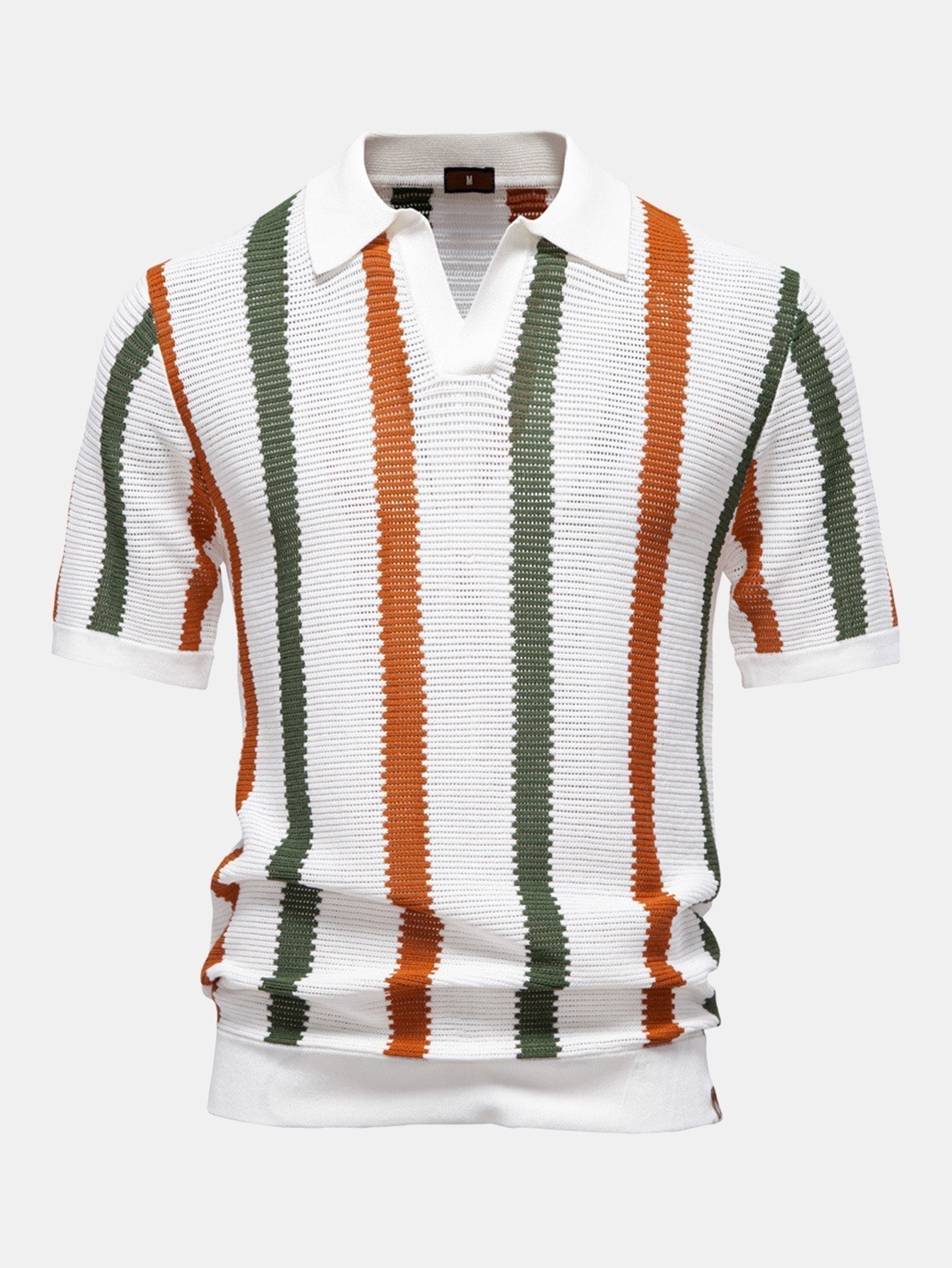 Polo in Maglia a Righe con Scollo a V - foto 1