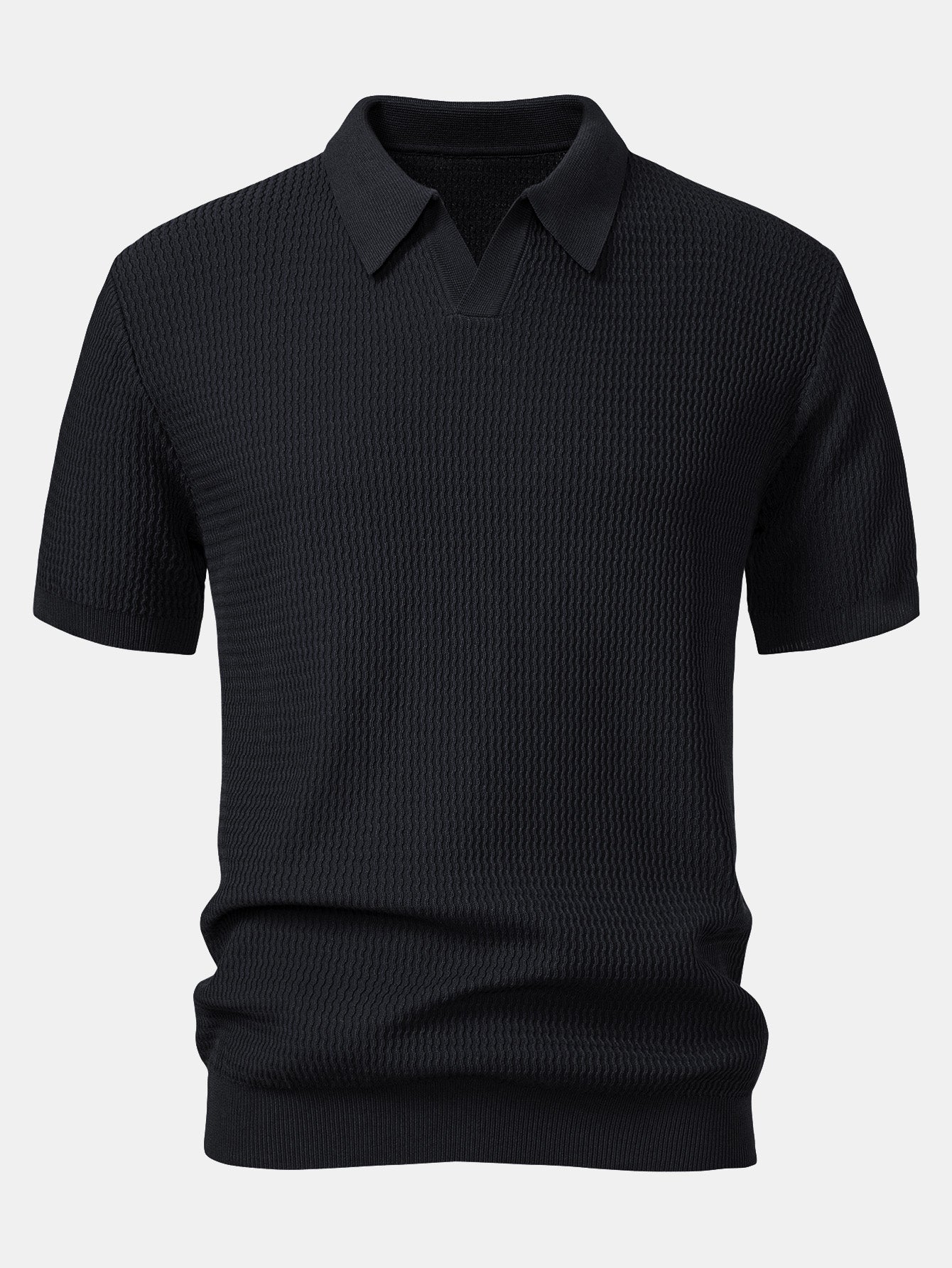Polo Scollo a V in Maglia Jacquard a Onde - foto 3