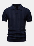 Polo in Maglia Traforata a Righe con Scollo a V - foto 2