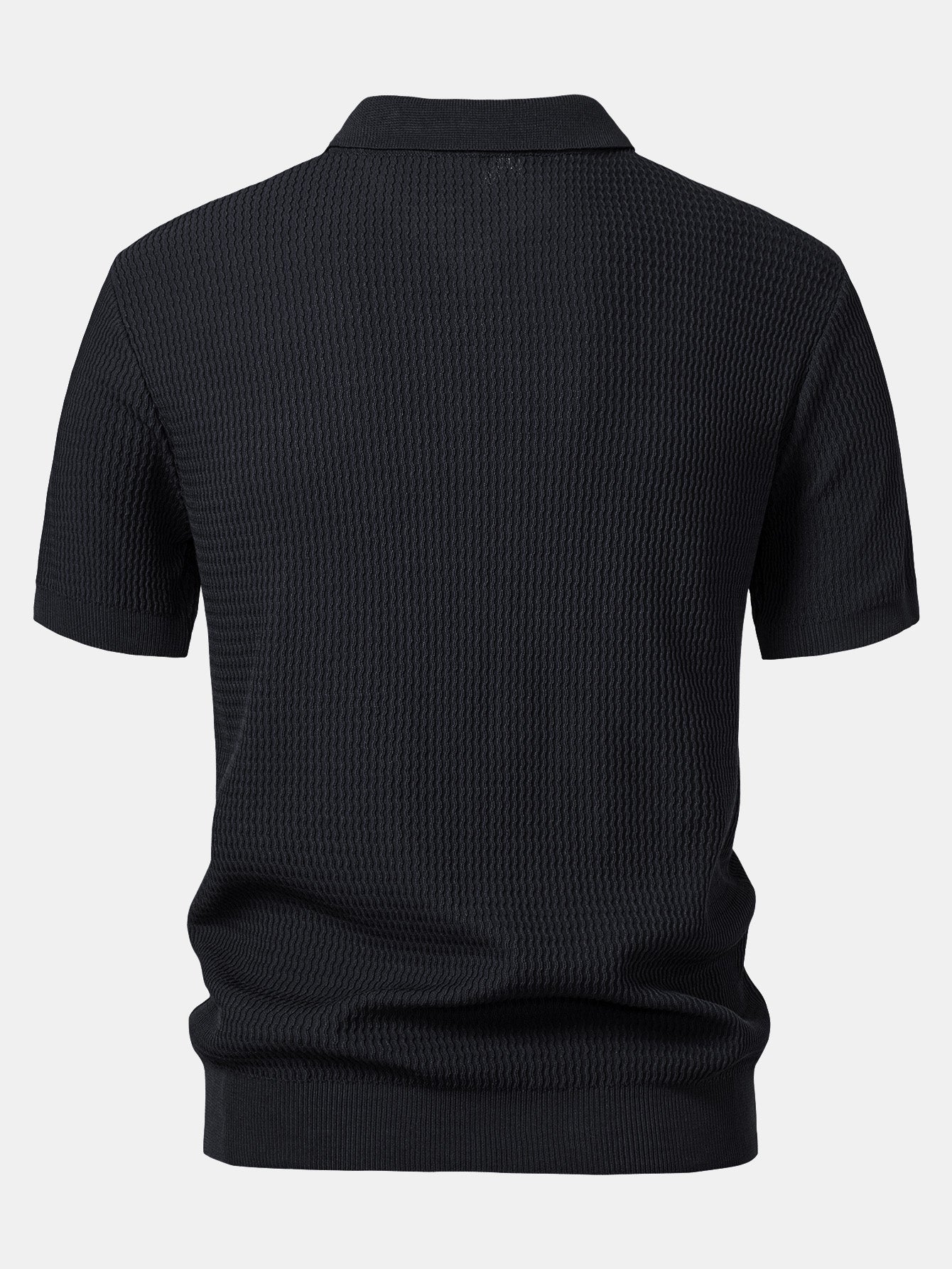Polo Scollo a V in Maglia Jacquard a Onde - foto 4