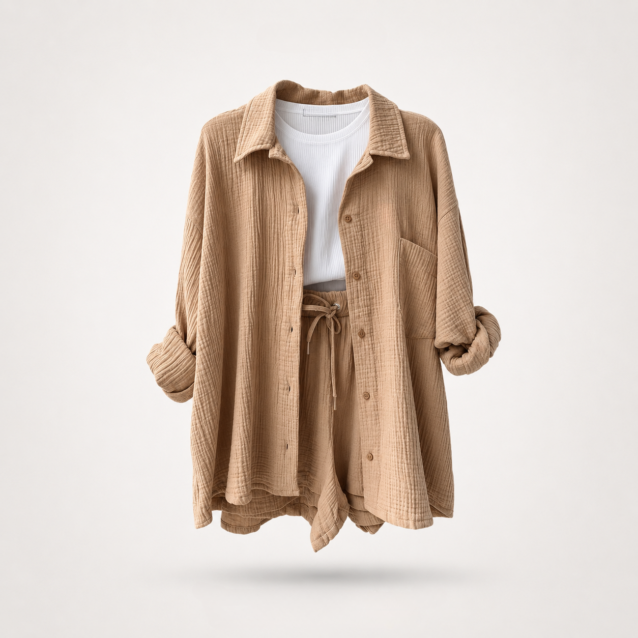 Completo Riviera in Tessuto Crinkle — Camicia e Bermuda - foto 7
