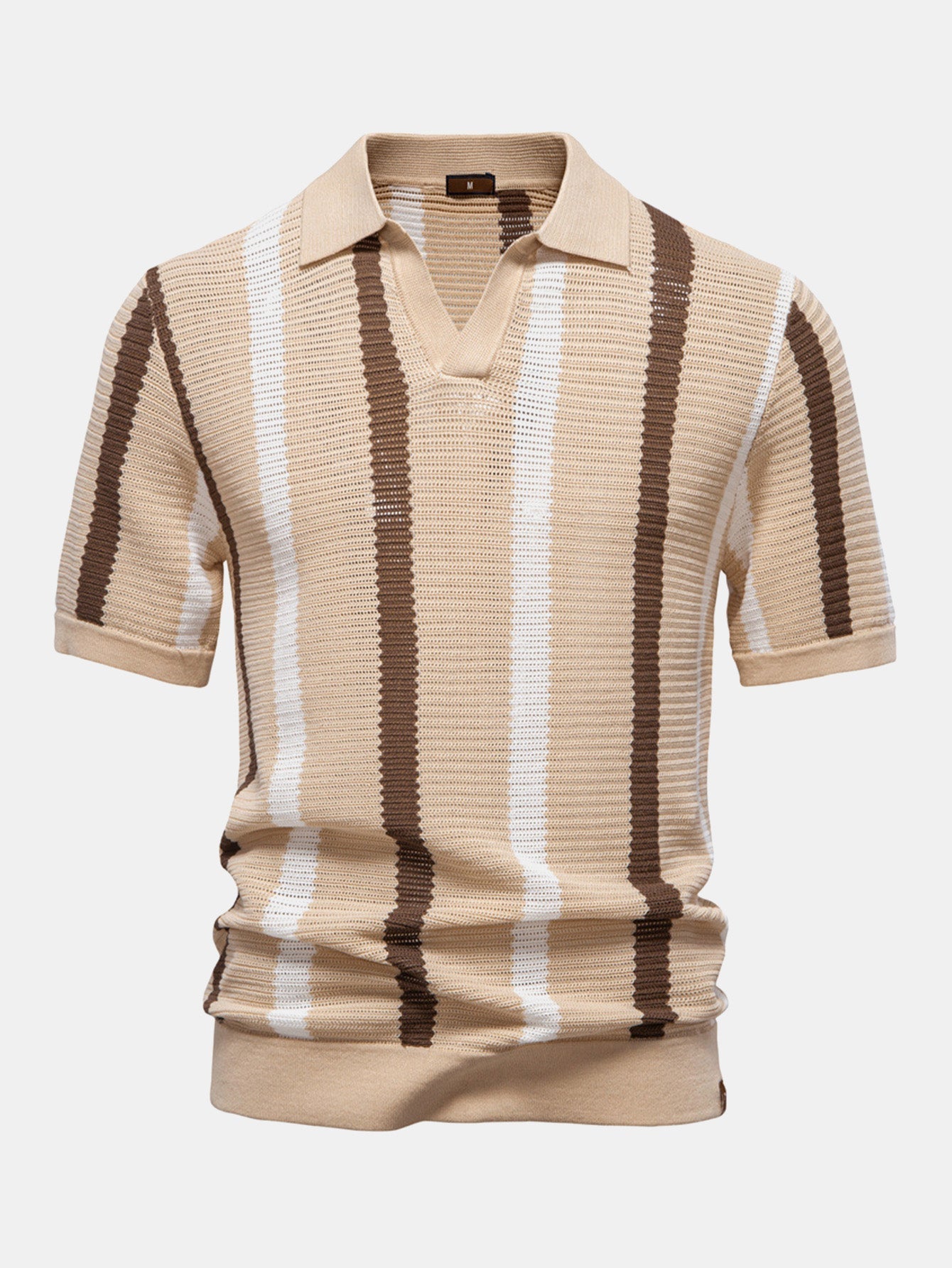 Polo in Maglia a Righe con Scollo a V - foto 3