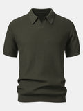 Polo Scollo a V in Maglia Jacquard a Onde - foto 5