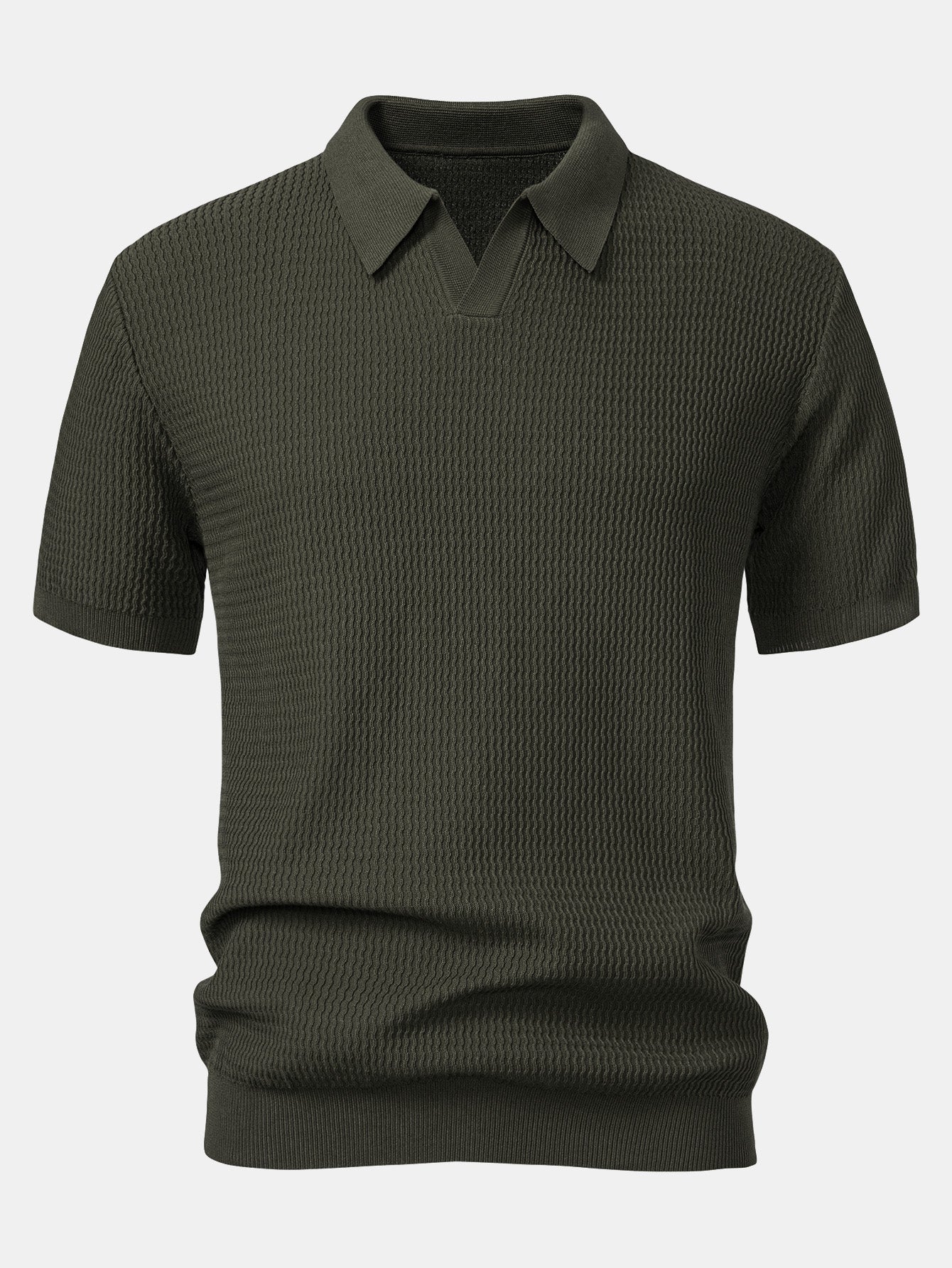 Polo Scollo a V in Maglia Jacquard a Onde - foto 5