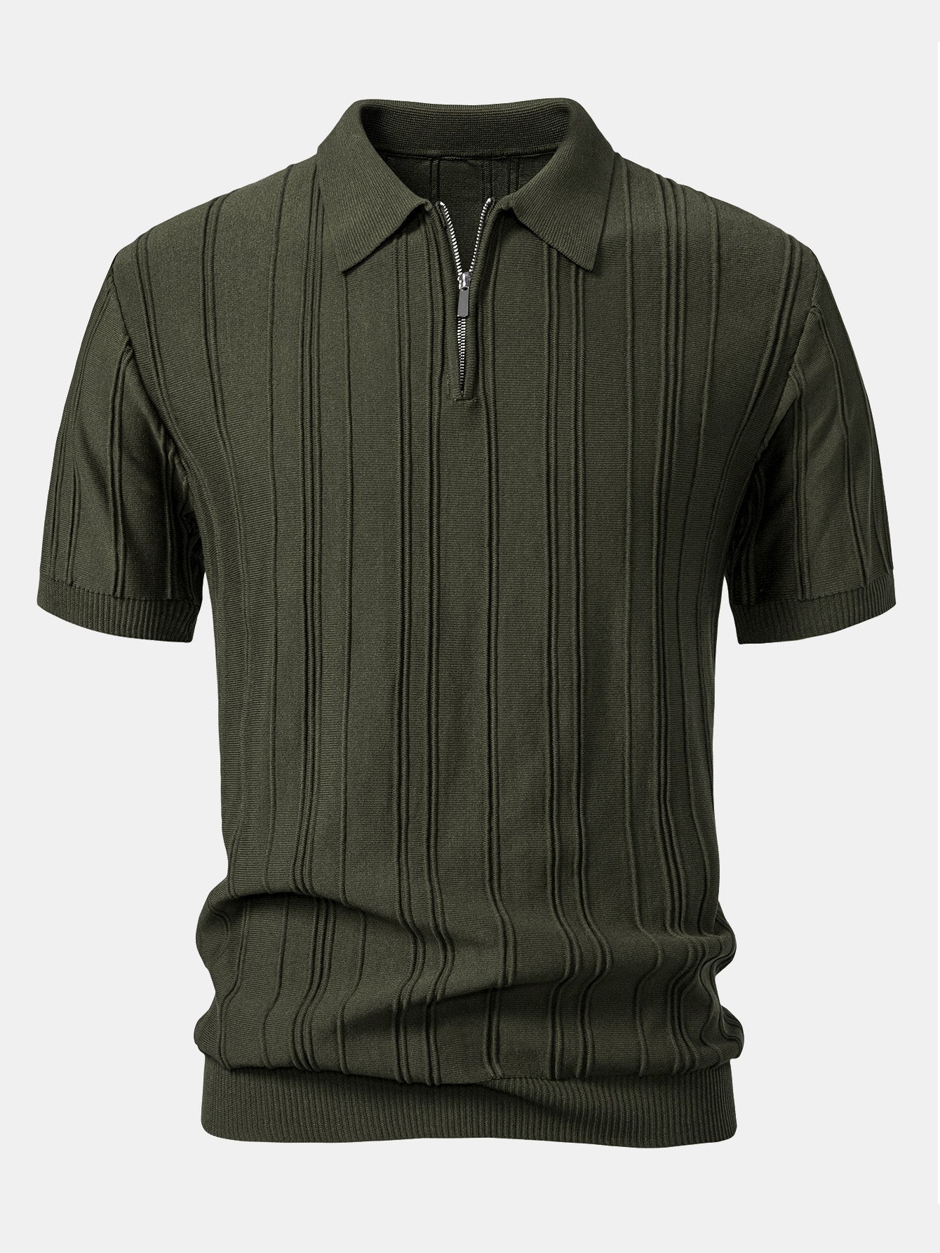 Polo in Maglia Jacquard a Righe con Zip - foto 3