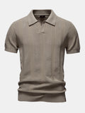 Polo in Maglia Traforata a Righe con Scollo a V - foto 4