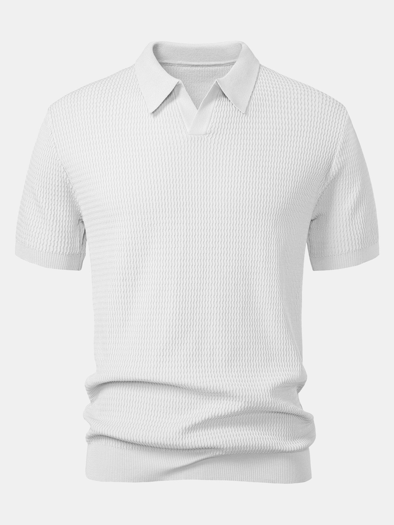 Polo Scollo a V in Maglia Jacquard a Onde - foto 9