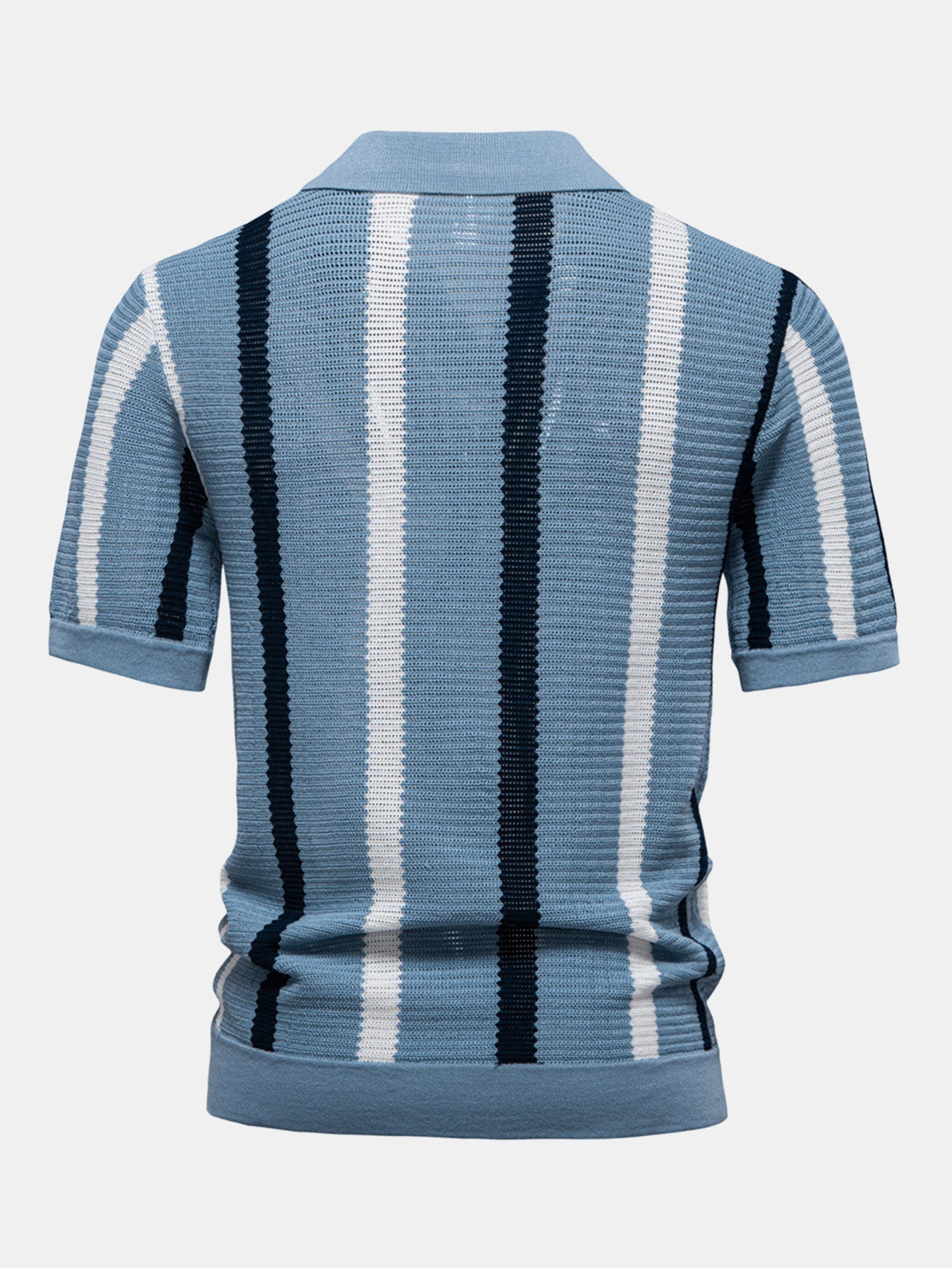 Polo in Maglia a Righe con Scollo a V - foto 6