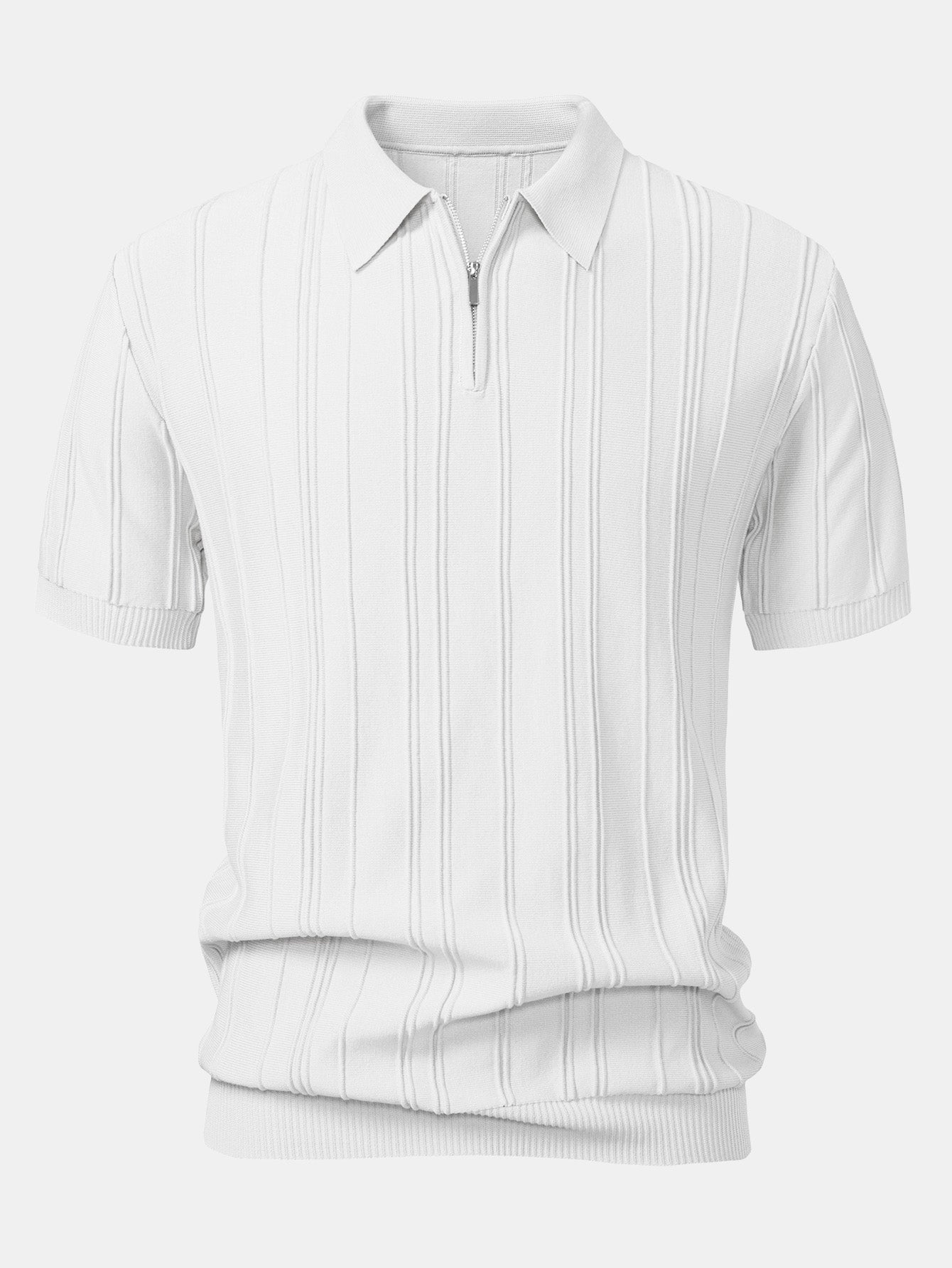 Polo in Maglia Jacquard a Righe con Zip - foto 9