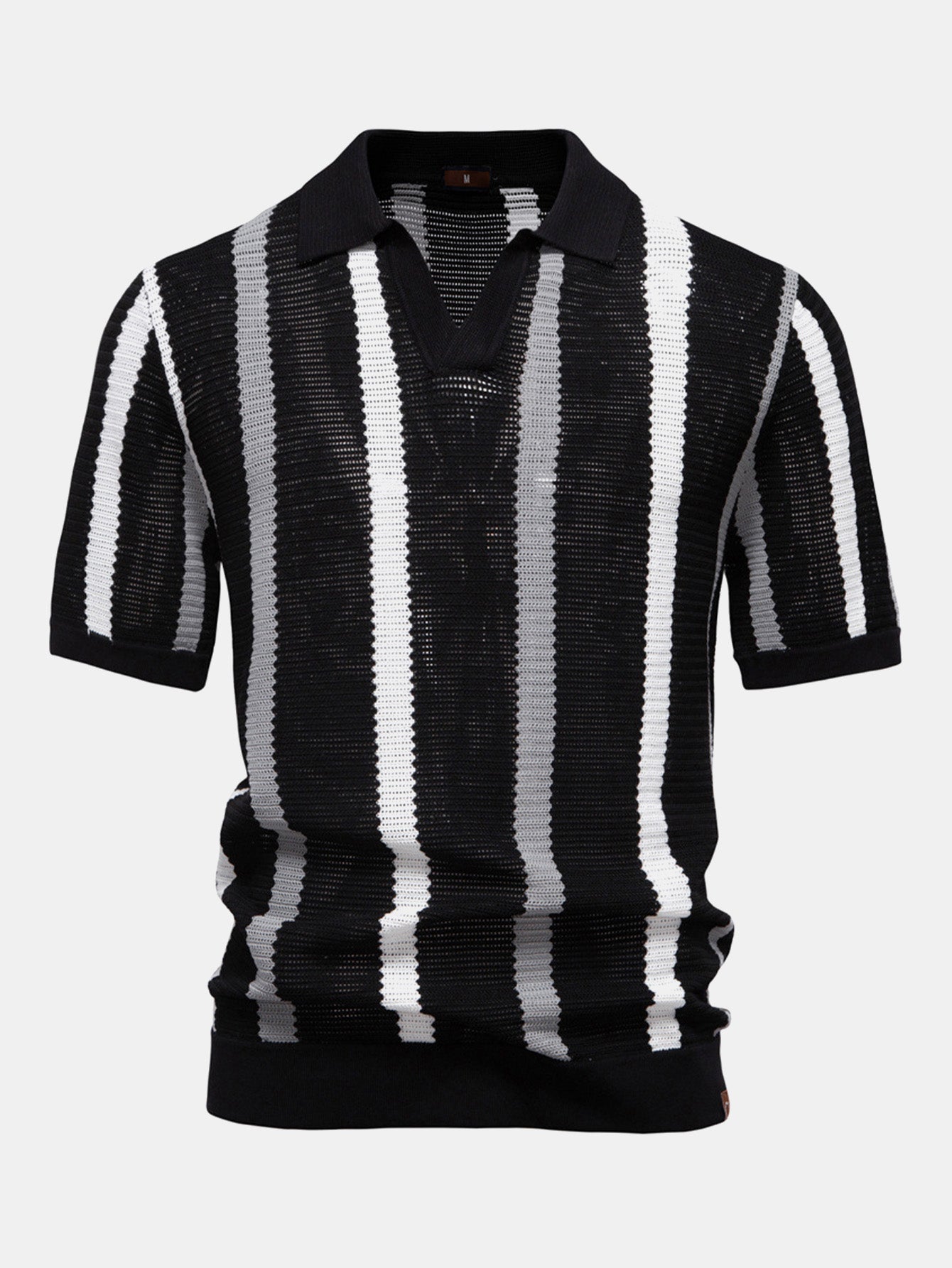Polo in Maglia a Righe con Scollo a V - foto 7