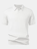 Polo in Maglia a Righe Scollo a V — Modello Leggero - foto 11