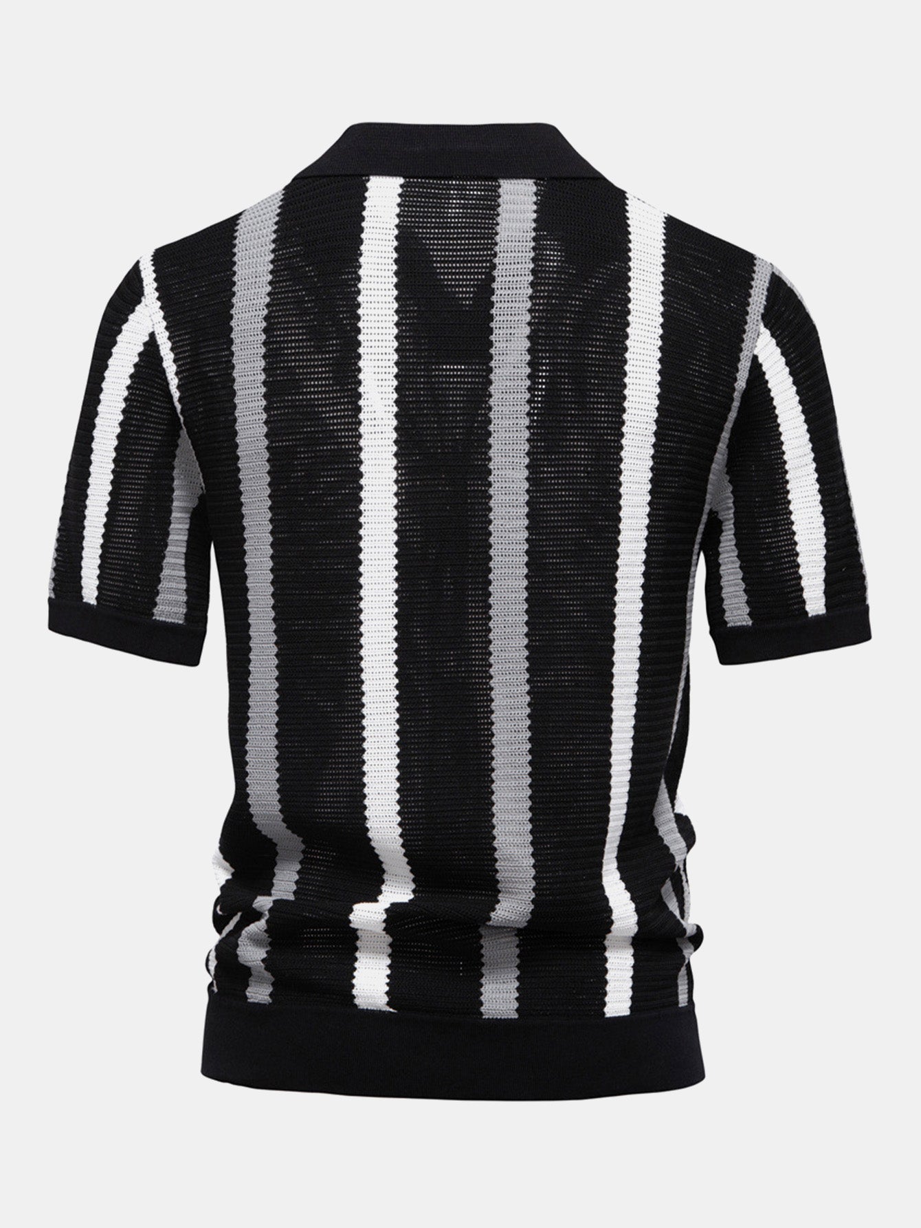 Polo in Maglia a Righe con Scollo a V - foto 8