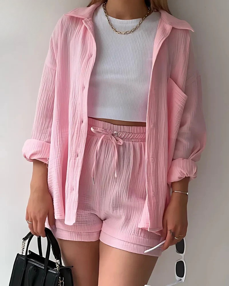 Completo Riviera in Tessuto Crinkle — Camicia e Bermuda - foto 4