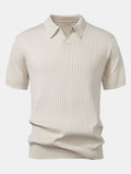 Polo in Maglia a Righe Scollo a V — Modello Leggero - foto 5