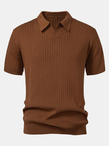Polo in Maglia a Righe Scollo a V — Modello Leggero - foto 1