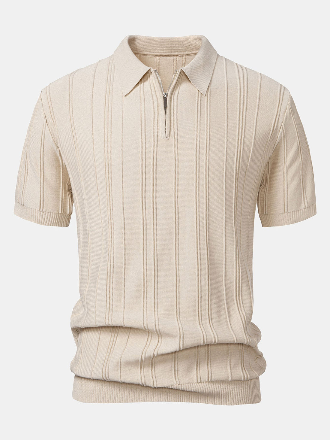 Polo in Maglia Jacquard a Righe con Zip - foto 1