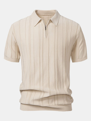 Polo in Maglia Jacquard a Righe con Zip - foto 1