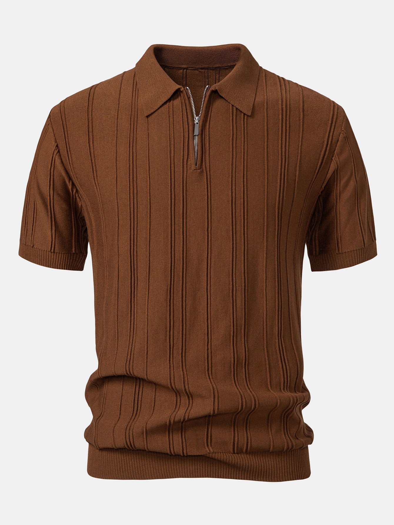 Polo in Maglia Jacquard a Righe con Zip - foto 7