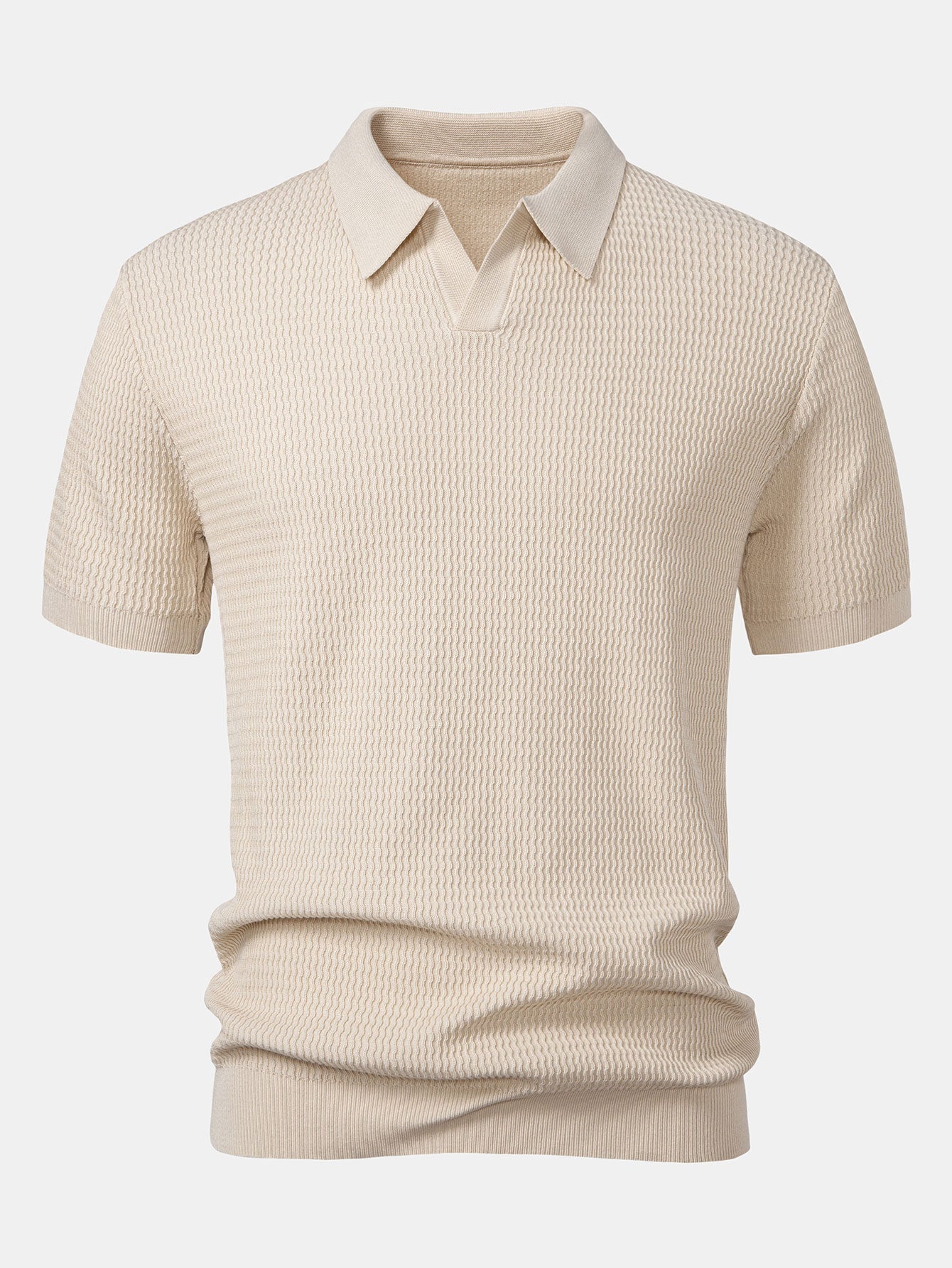 Polo Scollo a V in Maglia Jacquard a Onde - foto 1