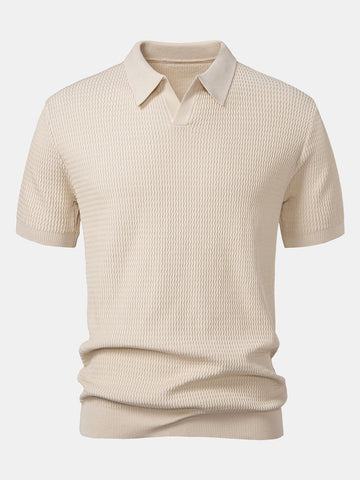 Polo Scollo a V in Maglia Jacquard a Onde - foto 1
