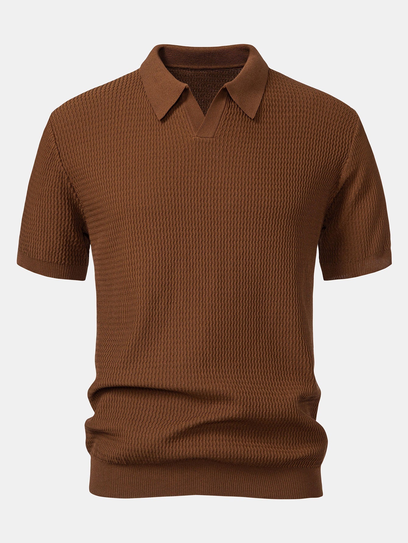 Polo Scollo a V in Maglia Jacquard a Onde - foto 7