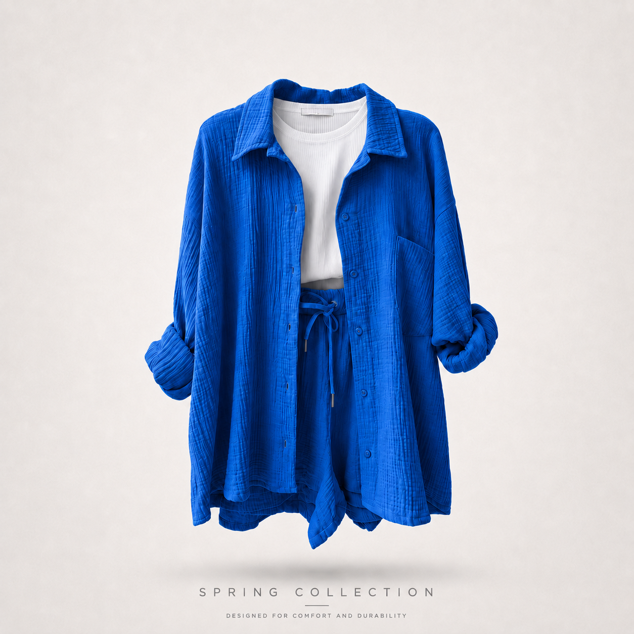 Completo Riviera in Tessuto Crinkle — Camicia e Bermuda - foto 9