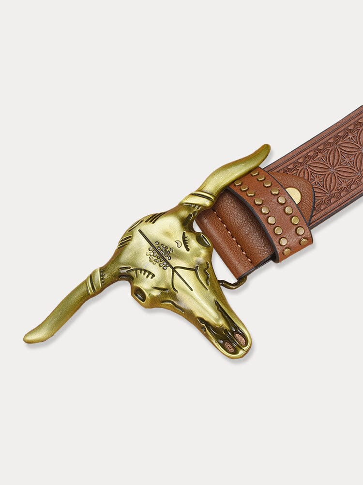 Cintura Western Vintage in PU con Fibbia Cowboy - foto 5