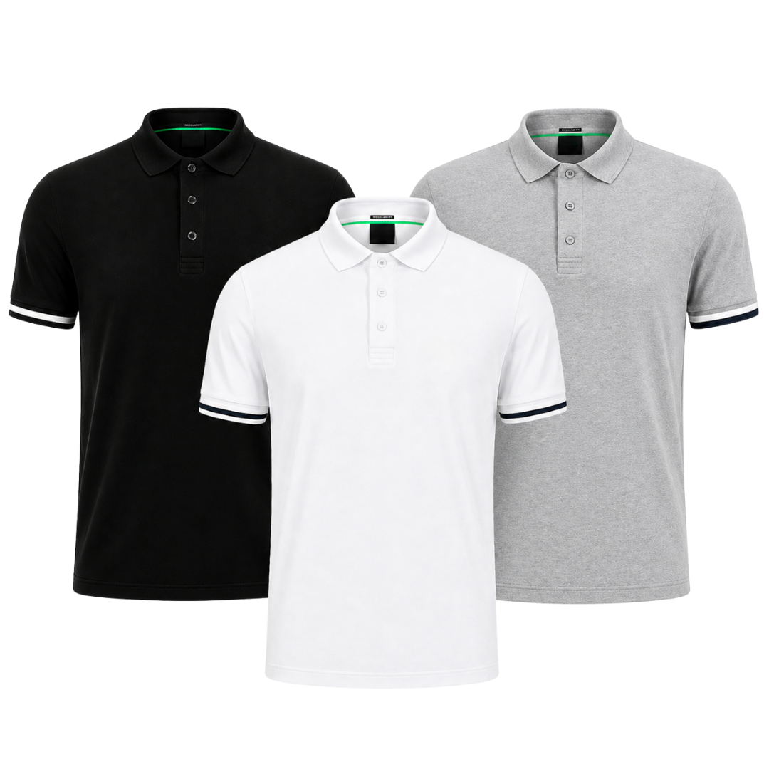 Set 3 Polo Classiche da Uomo — Colori Assortiti - foto 3
