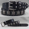 Cintura in Vera Pelle con Borchie — Teschi e Animali, 3,8 cm - foto 10
