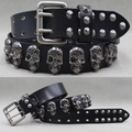 Cintura in Vera Pelle con Borchie — Teschi e Animali, 3,8 cm - foto 2