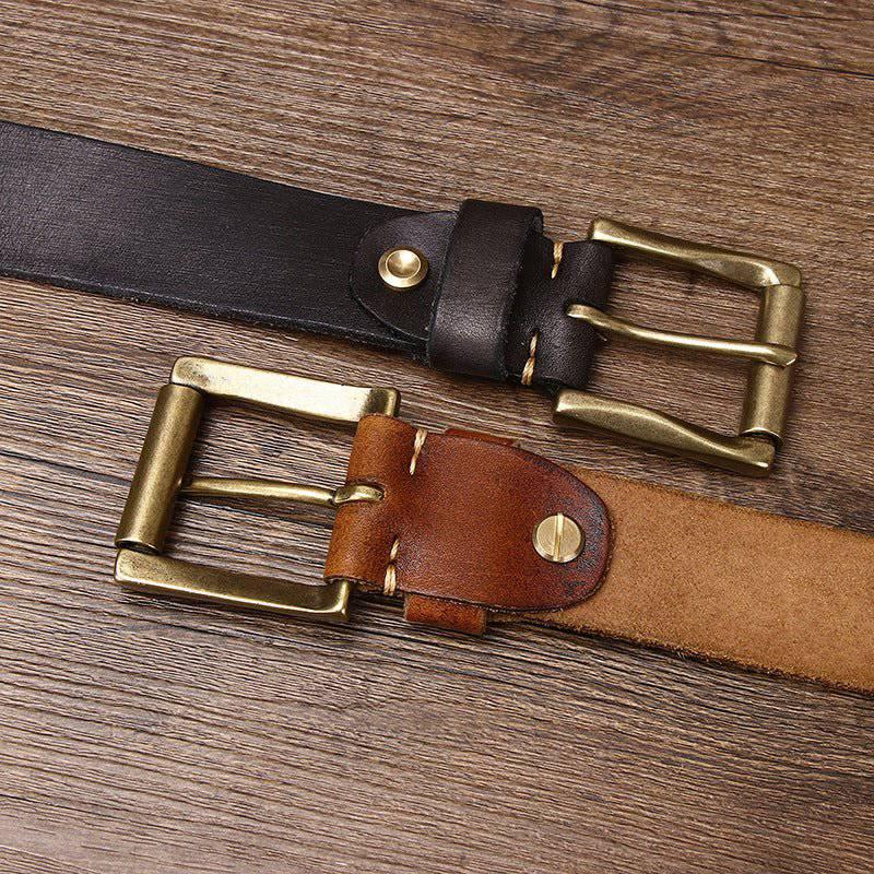 Cintura in Pelle con Inserto Intrecciato — Modello Raj - foto 7