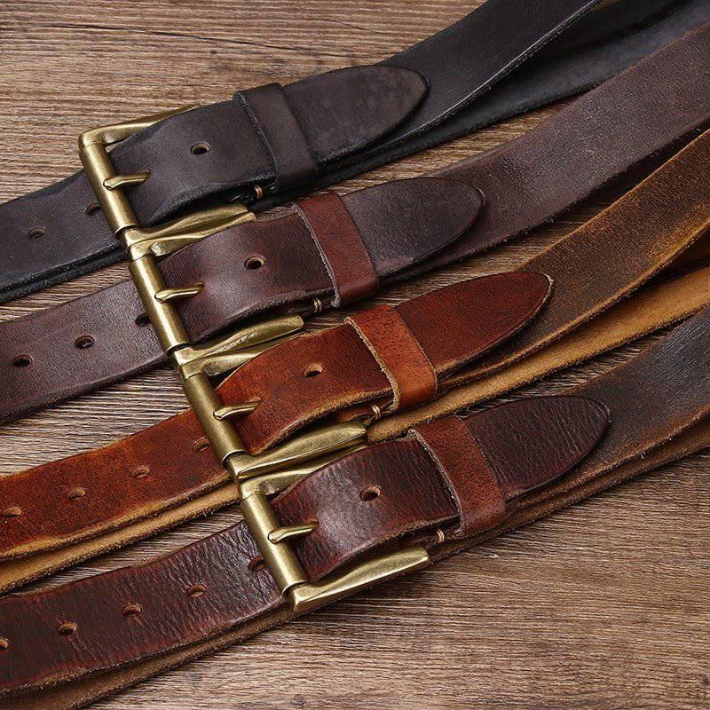 Cintura in Pelle con Inserto Intrecciato — Modello Raj - foto 6